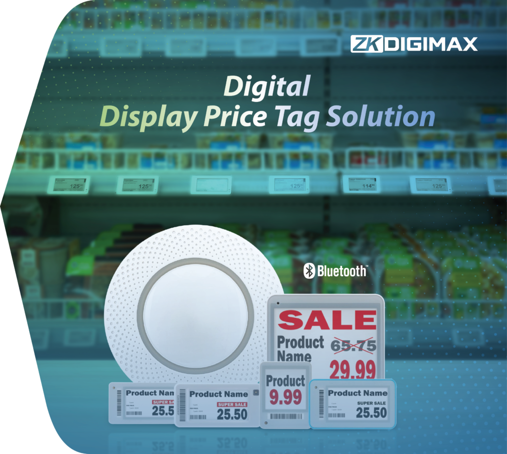 Electronic shelf label system with Bluetooth gateway for real-time price updates—AiVIZ IoT automation, UAE.