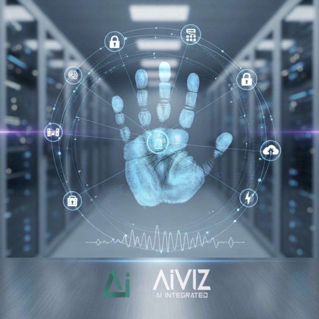 AI biometric hand recognition system by AiVIZ – smart access control and IoT automation technology in Dubai data center