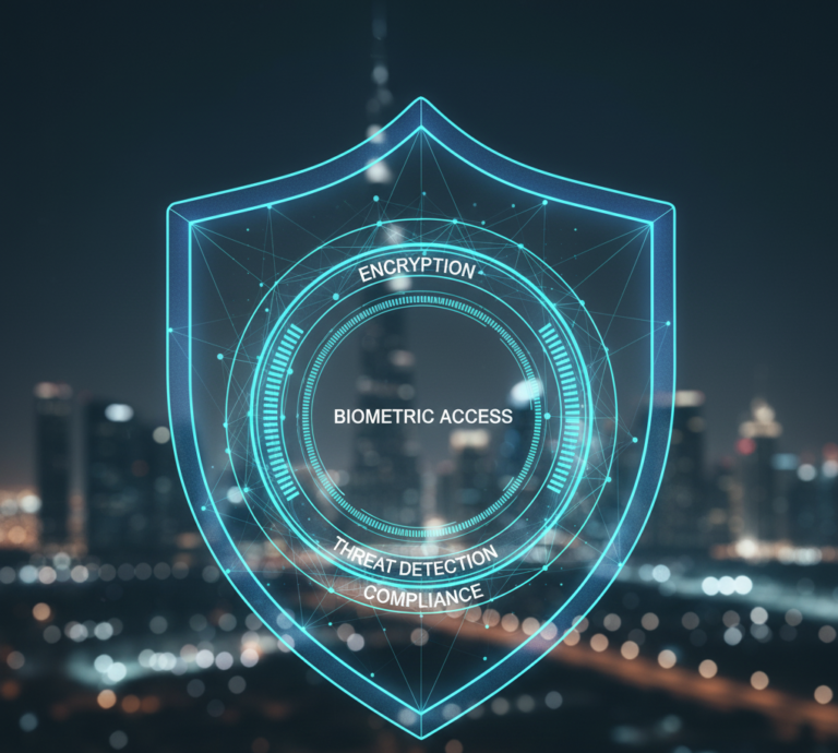AiVIZ secure AI platform with encryption, biometric access, and threat detection