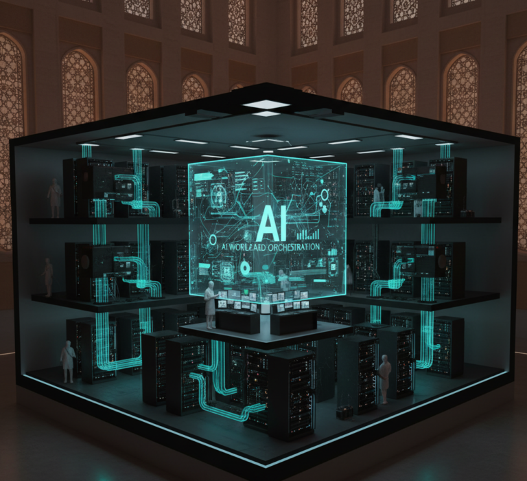 UAE sovereign cloud data center visualization with AI workload orchestration