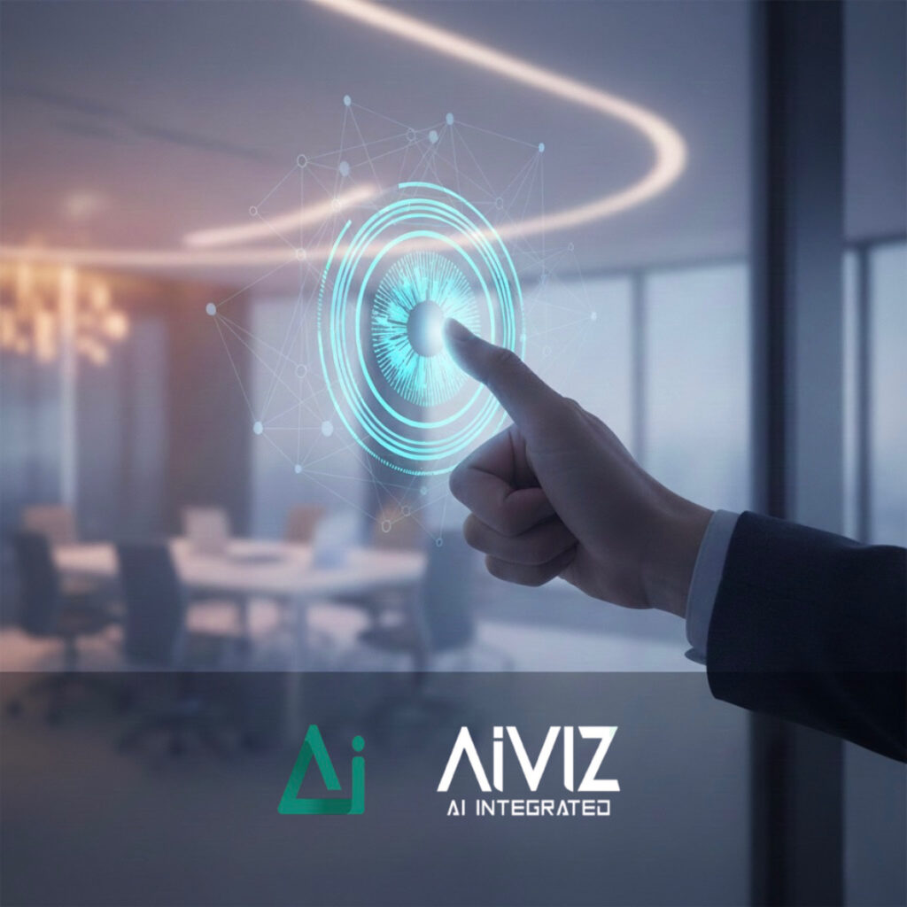 Business professional activating a biometric access control system using AI automation technology – AiVIZ AI Integrated Solutions Dubai