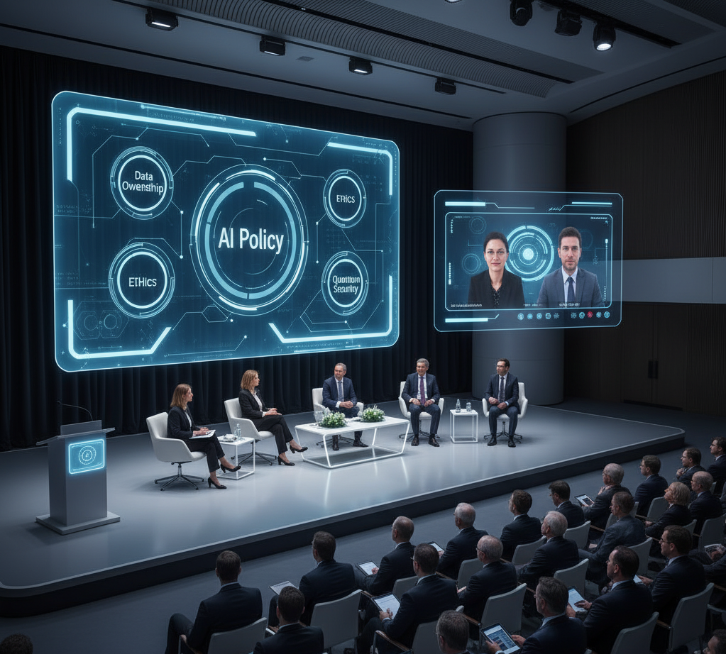 Policy panel discussing AI ethics, data ownership and quantum security at GITEX Global 2025